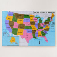 OLD USA Carte avec Capitales d'Etat et Golfe du Me
