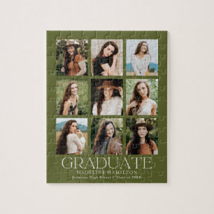 Puzzle Olive Green 9 Photo Collage Graduation