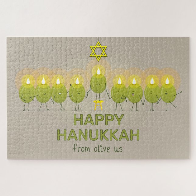 Puzzle Olive Hanoukka Menorah (Horizontal)