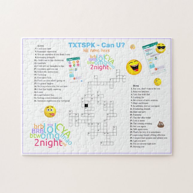 Puzzle OMG TEXTE PARLER mot-clé Emoji Fun Urban Slang (Horizontal)
