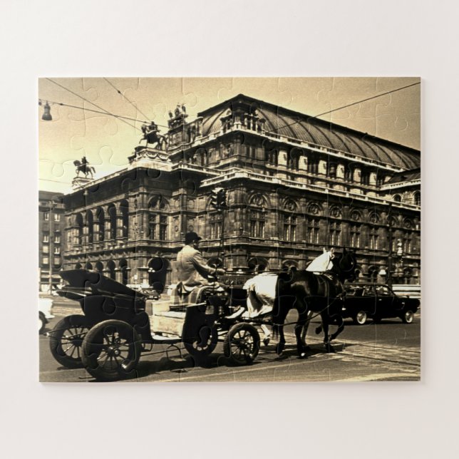 Puzzle Opéra vintage Autriche Vienne Fiaker Staatsoper (Horizontal)