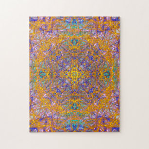 Puzzle Or Abstrait contemporain/bleu/jaune