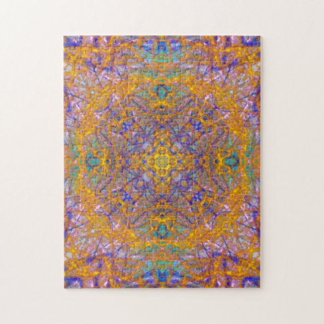Puzzle Or Abstrait contemporain/bleu/jaune (Vertical)