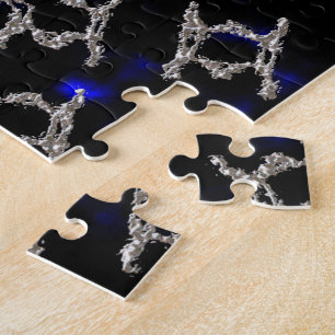 Puzzle Or de métal liquide et Mandela d'argent