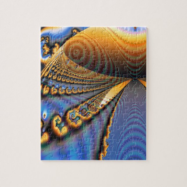 Puzzle Or et bleu de fractale de brillant de papillon (Vertical)