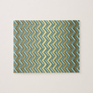 Puzzle Or et motif turquoise de Chevron