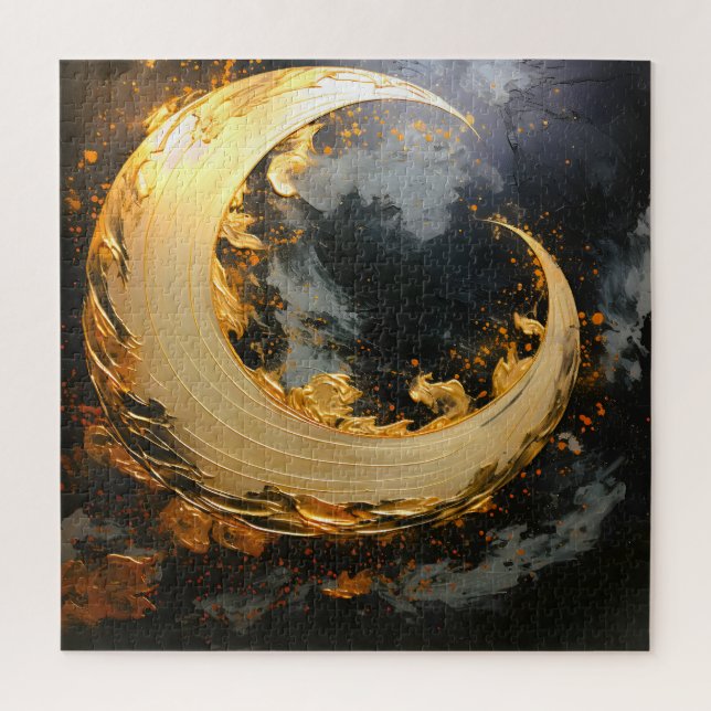 Puzzle Or noir Abstrait Tourbillon Lune Moderne (Vertical)