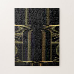 Puzzle Or, noir, élégant, cool, art de ligne tendance uni