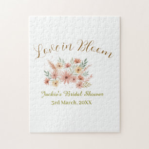 Puzzle Orange boho amour en fleurs nom de la baby shower
