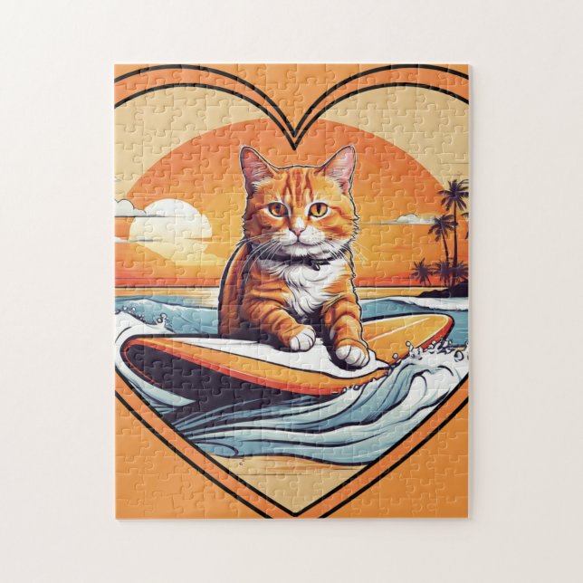 Puzzle Orange Cat Surfing (Vertical)