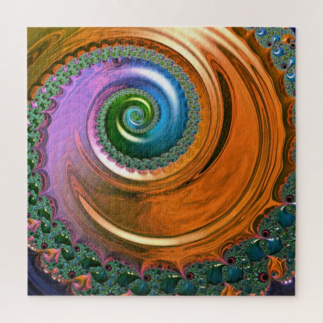 Puzzle Orange Mandelbrot Swirl (Vertical)