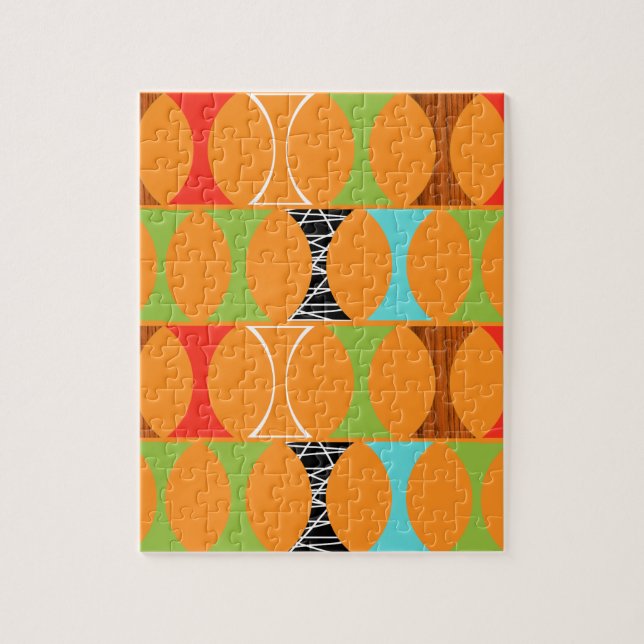 Puzzle orange moderne de motif de la moitié du (Vertical)