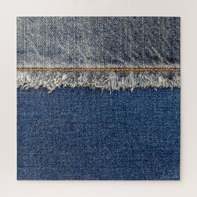 Puzzle Orange Stitch, Double Denim Patch. (Vertical)