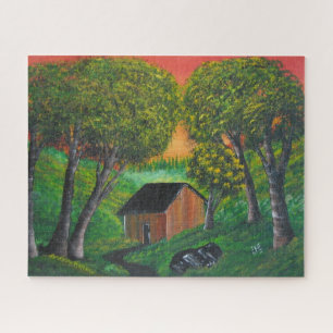 Puzzle Orange Trapper Shack Wood Forest Paysage