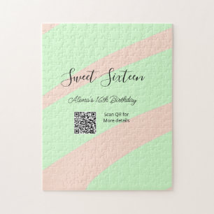 Puzzle Orange vert pastel  QR  Sweet sixteen anniversaire