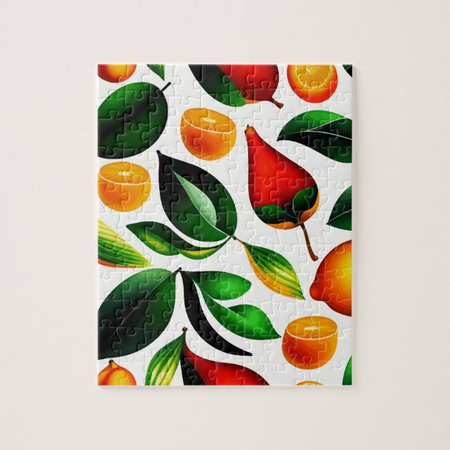 Puzzle Oranges et fruits rouges Motif aux Plantes verts (Vertical)