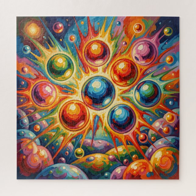 Puzzle Orbes Abstraits Vibrants Fluides Radiaux  (Vertical)