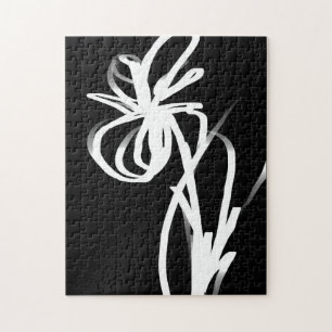 Puzzle Orchidée Noir : Abstrait noir et blanc