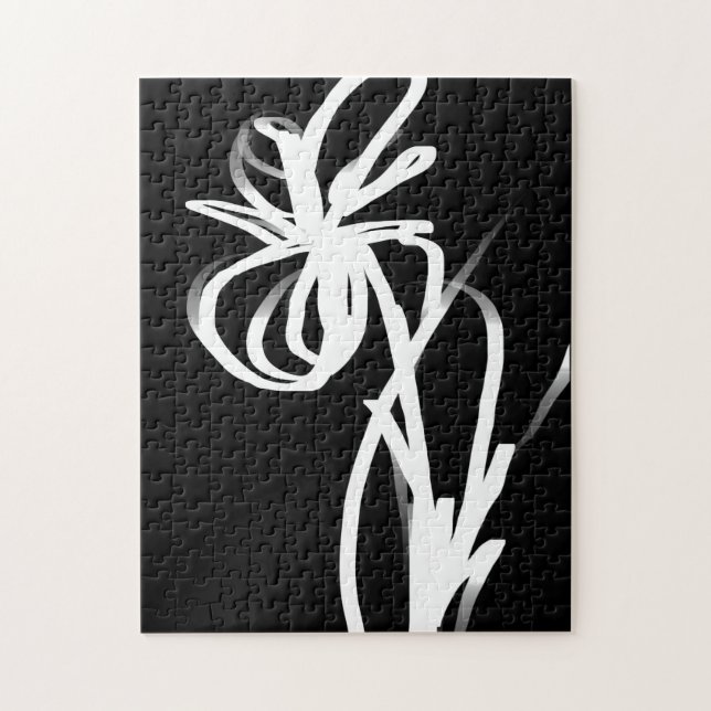 Puzzle Orchidée Noir : Abstrait noir et blanc (Vertical)
