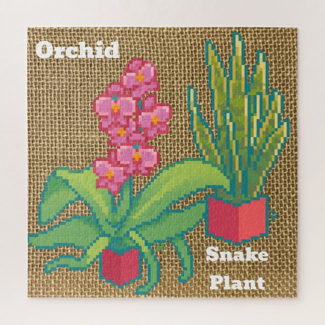 Puzzle Orchidée, plante serpent Pixelart, Pixel Art (Vertical)