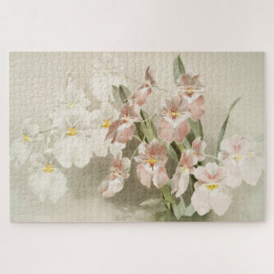 Puzzle Orchidées blanches Fleur Vintage vieille illustrat