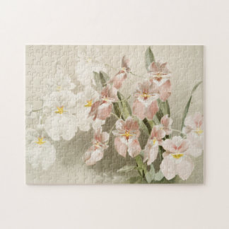 Puzzle Orchidées blanches Fleur Vintage vieille illustrat
