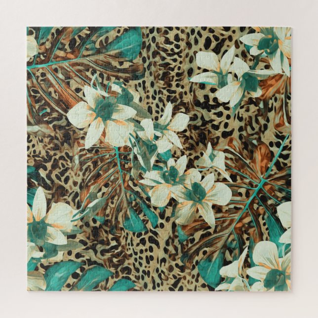Puzzle Orchidées Floral Aquarelle Illustration sans joint (Vertical)