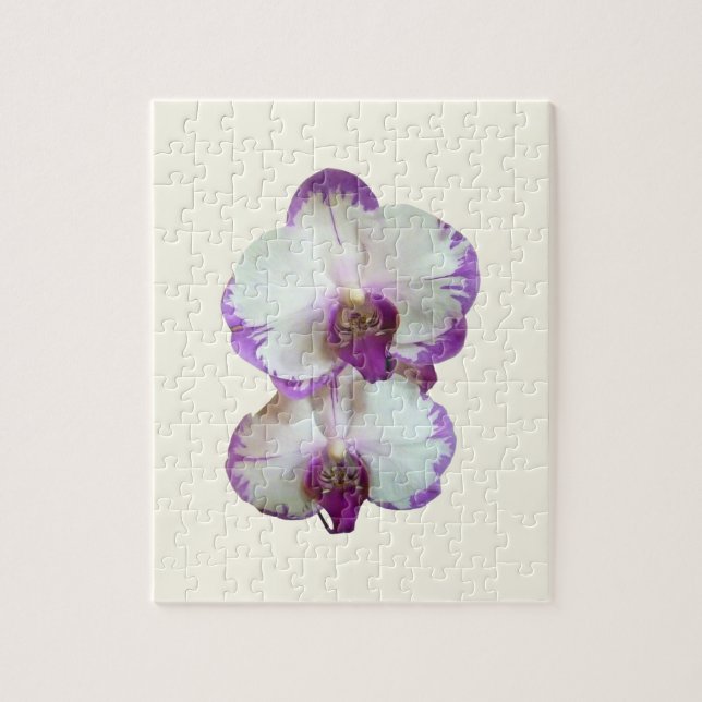 Puzzle Orchidées Phalaenopsis blanches avec des bords vio (Vertical)