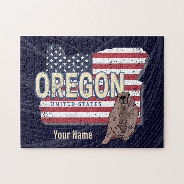 Puzzle Oregon State États-Unis Retro Map USA Souvenir (Horizontal)