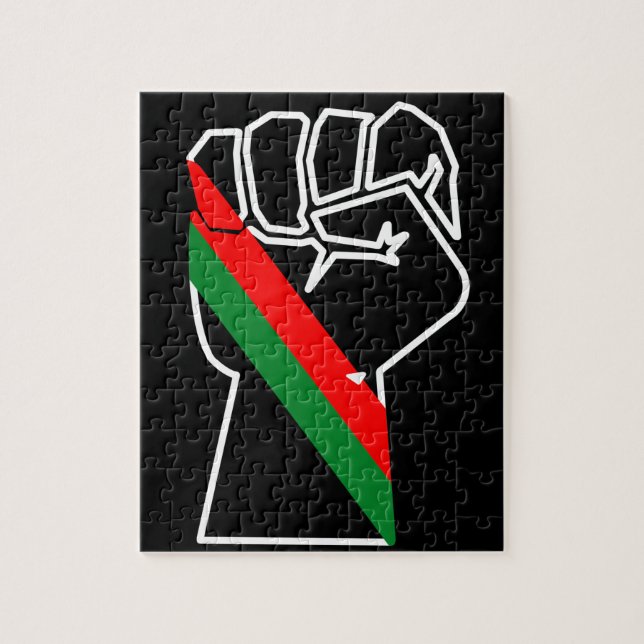 Puzzle orgueil noir poing vert rouge pan drapeau africain (Vertical)