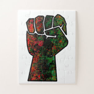Puzzle orgueil noir poing vert rouge pan drapeau africain