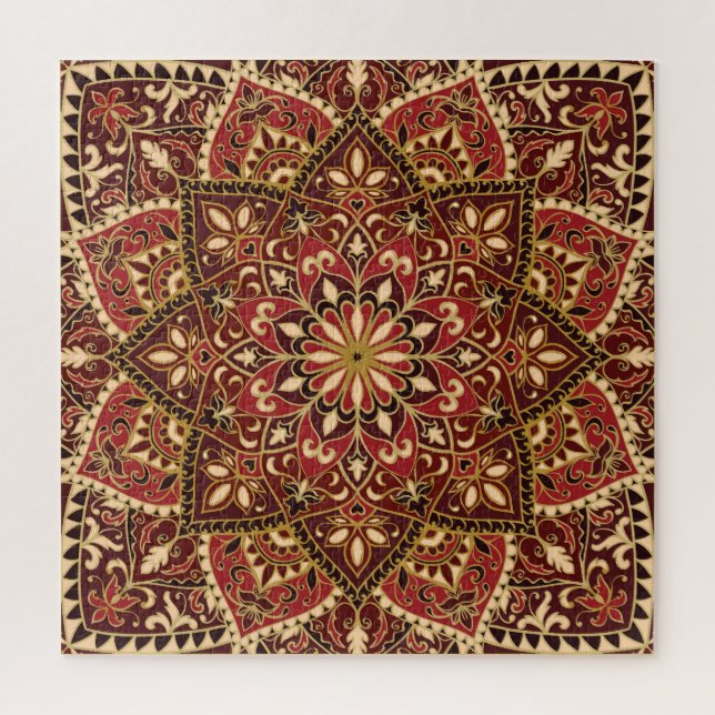 Puzzle Oriental Red : Tapis floral vintage (Vertical)