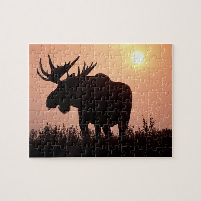 Puzzle orignal, Alces alces, taureau avec grands bois, (Horizontal)