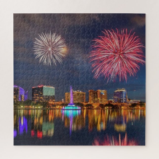 Puzzle Orlando Florida Lake Eola Fireworks & Fontaine (Vertical)