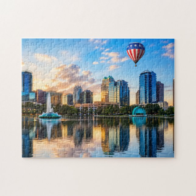 Puzzle Orlando Floride Skyline Lac Eola Montgolfière (Horizontal)