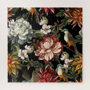 Puzzle Ornat Vintages, Roses, Oiseaux.