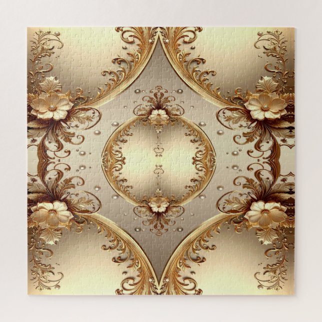 Puzzle orné floral doré (Vertical)