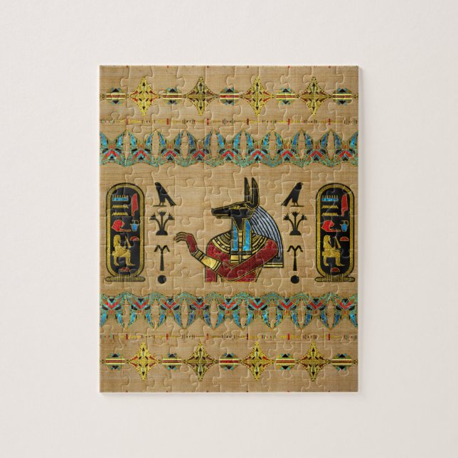 Puzzle Ornement d'Anubis d'Egyptien sur le papyrus (Vertical)