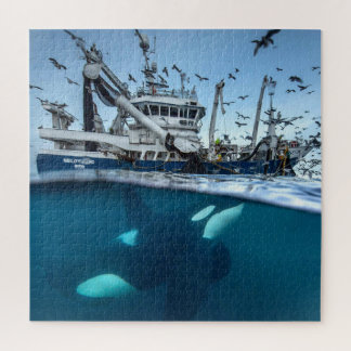 Puzzle Orque épaulard bateau de pêche commercial océan