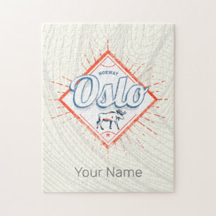 Puzzle Oslo Capital Norvège Retro Moose Souvenir Vintage