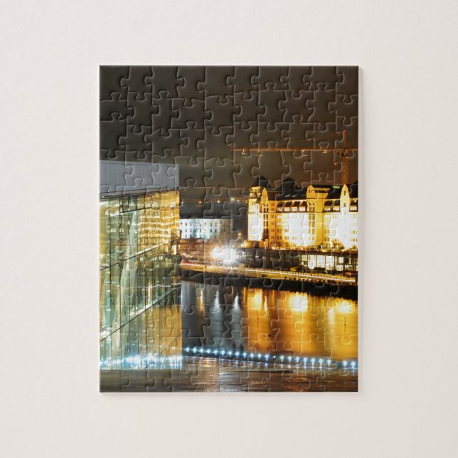 Puzzle Oslo, Norvège la nuit (Vertical)