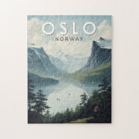 Oslo Norvège Travel Art Vintage