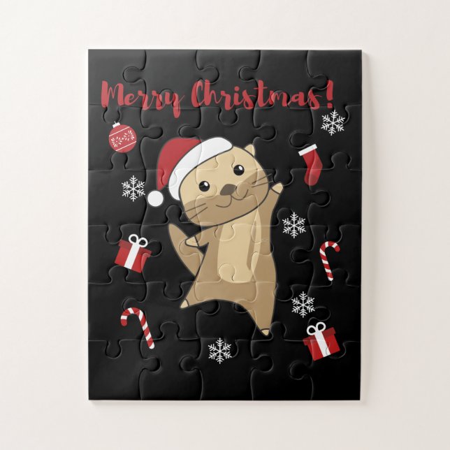 Puzzle Otter Christmas Snow Winter Animals Otter (Vertical)