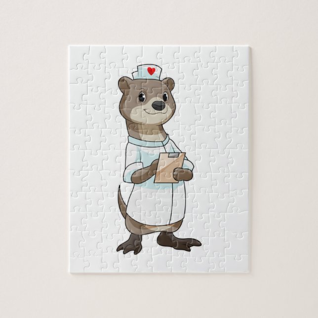 Puzzle Otter comme infirmière avec coeur (Vertical)