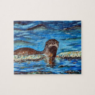 Puzzle Otter dans la peinture des vagues
