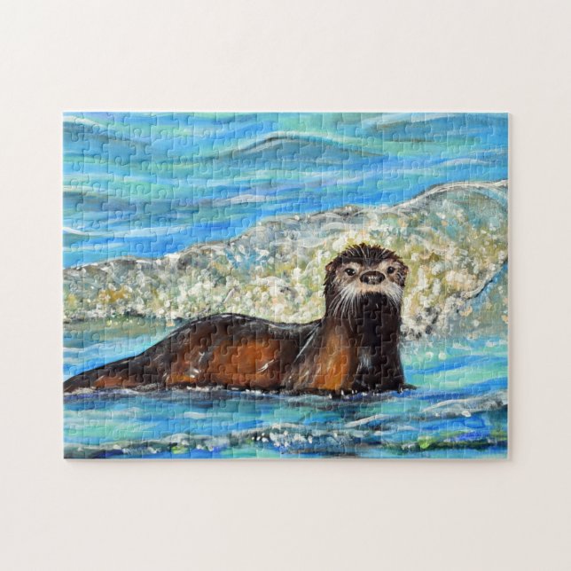Puzzle Otter in the Waves 2 Peinture (Horizontal)
