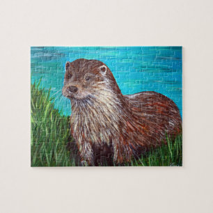Puzzle Otter par une peinture fluviale
