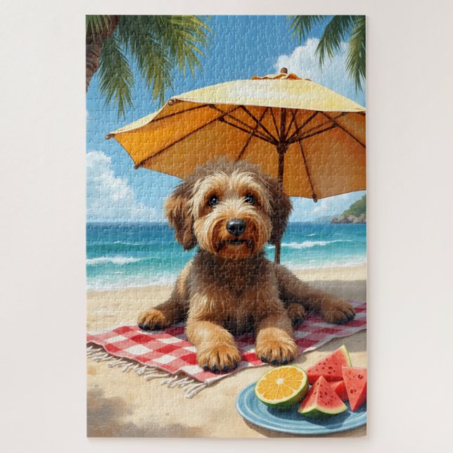 Puzzle Otterhound Beach Relax Scene (Vertical)