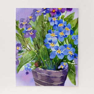Puzzle Oubliez-moi pas l'aquarelle florale bleue