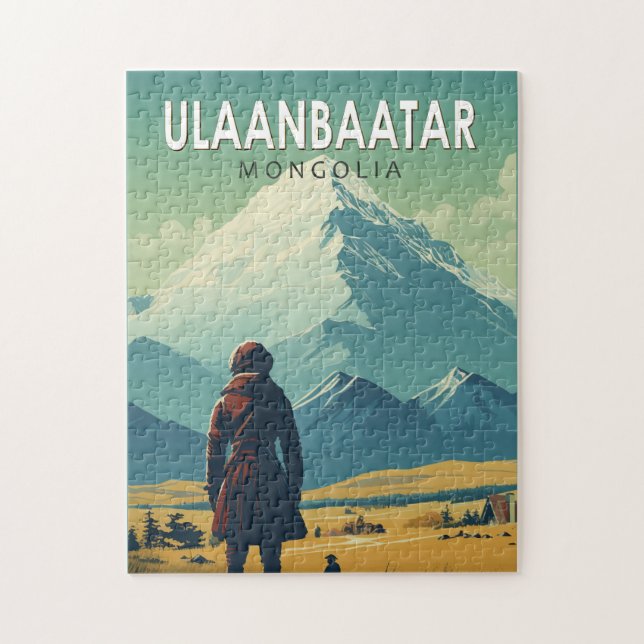 Puzzle Oulan-Bator Mongolie Voyage Art Vintage (Vertical)